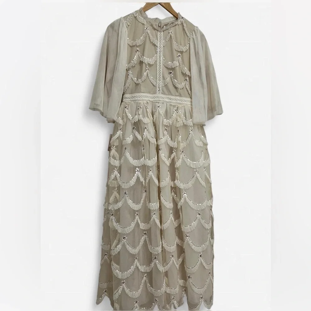 Dainty Jewells Glitz in the Garden Ivory Tulle Midi Dress Size XS - Picture 4 of 8